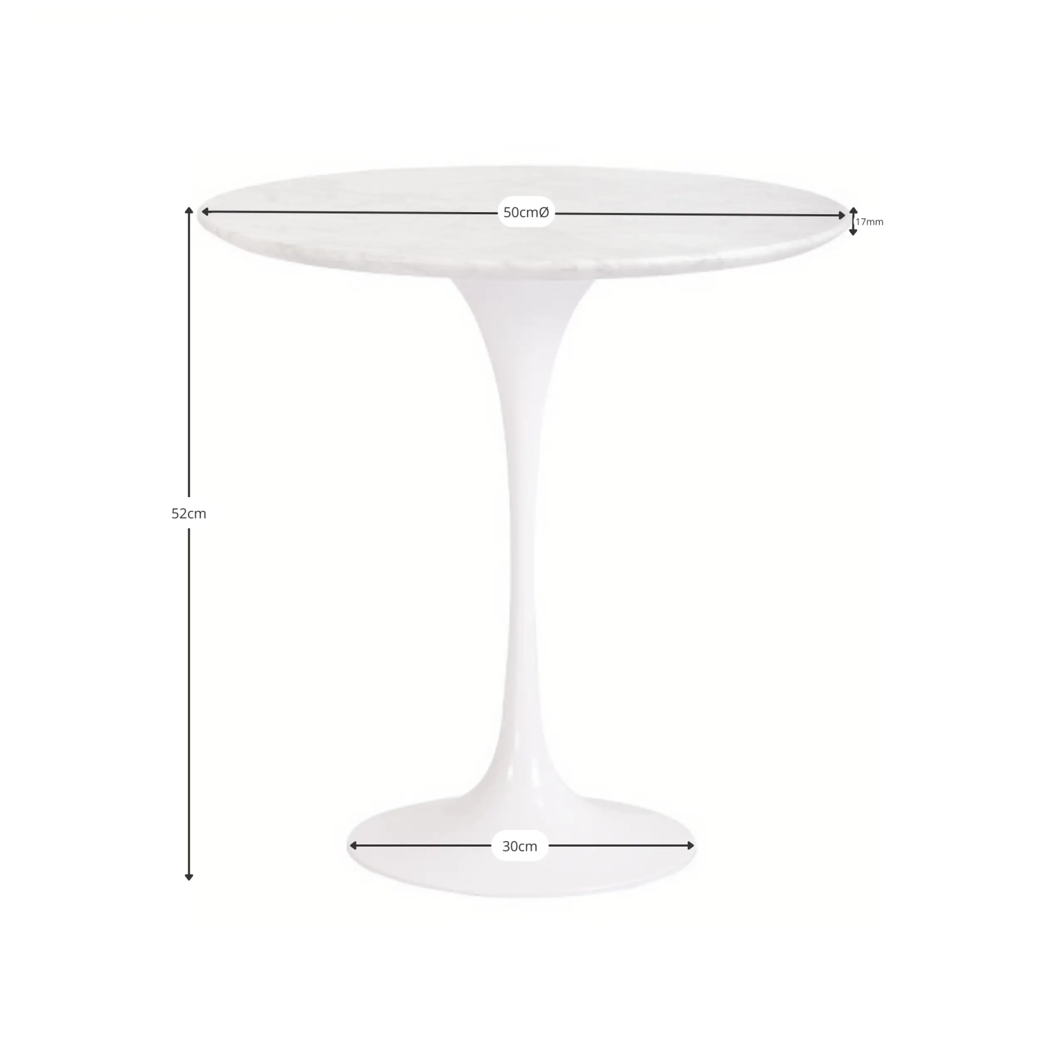 Inspiración Mesa Auxiliar Tulip Side Mármol Carrara Ø50 cm | Mueble Design