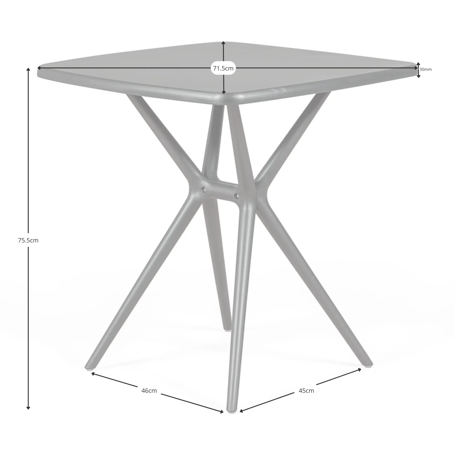 Gartentisch Moises 72 cm | Modern, leicht und stabil | Für drinnen und draußen