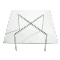 Tavolo Mies Van Der Rohe 100x100cm : Vetro temperato e acciaio inossidabile