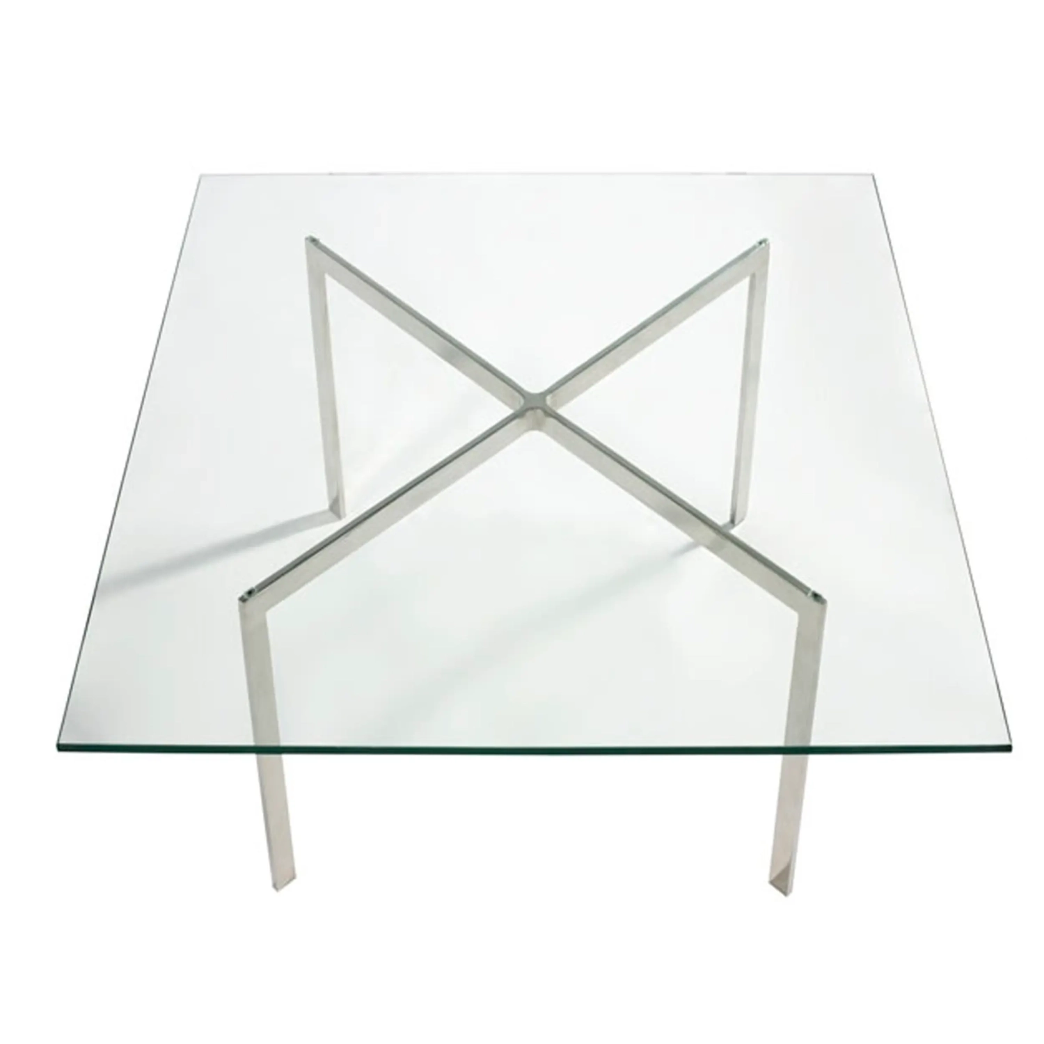 Stůl Mies Van Der Rohe 100x100 cm : tvrzené sklo a nerezová ocel