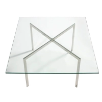 Mies Van Der Rohe Tafel 100x100cm : Gehard glas en roestvrij staal