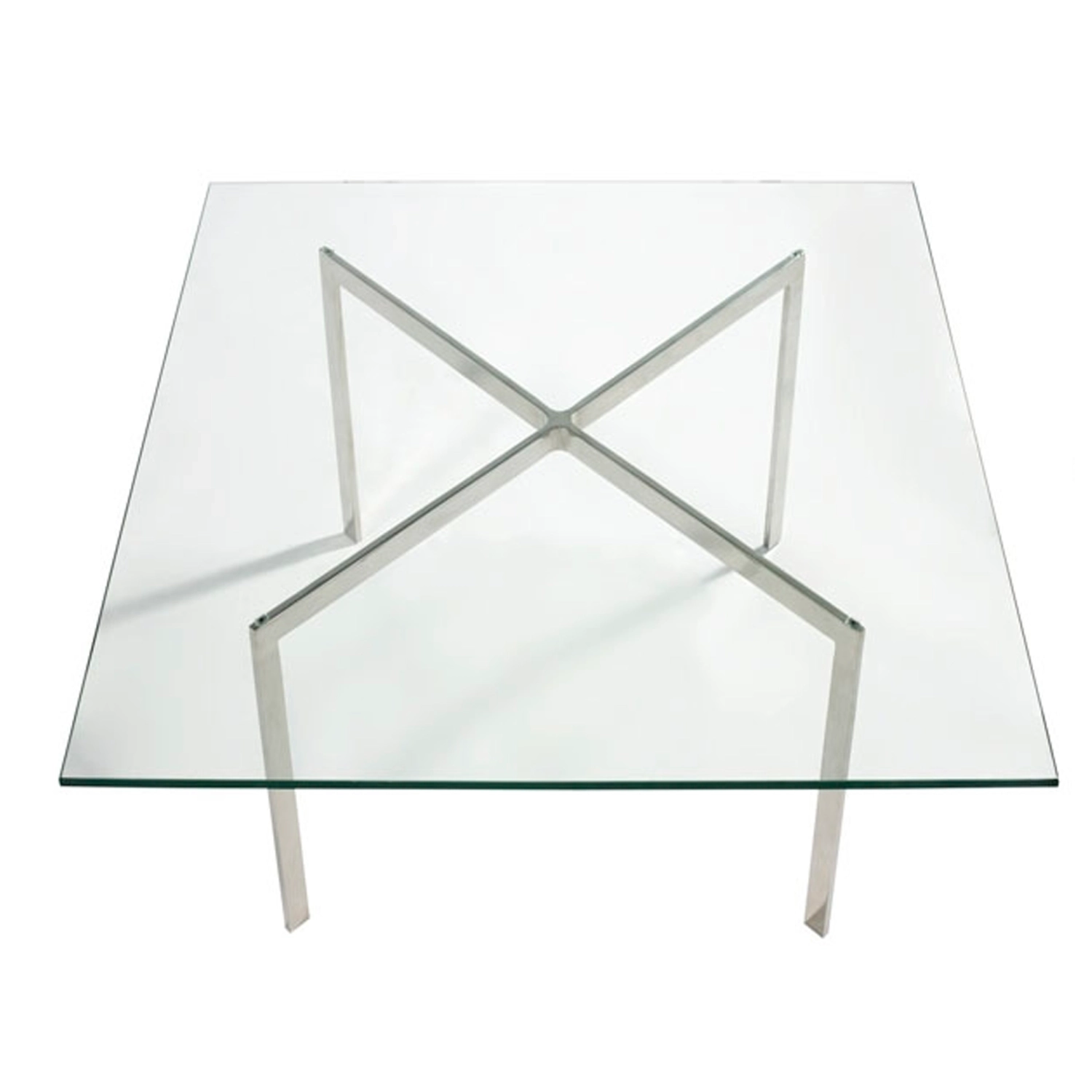 Table Mies Van Der Rohe 100x100cm : Verre trempé et acier inoxydable