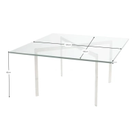 Stůl Mies Van Der Rohe 100x100 cm : tvrzené sklo a nerezová ocel