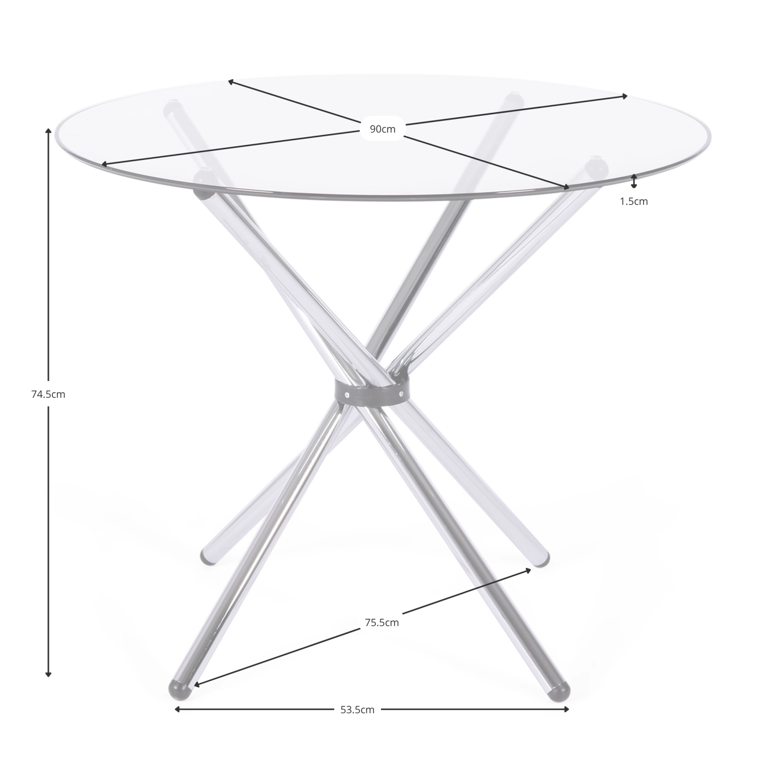 Runt glasbord 80 cm | Modern design för kök och matsal