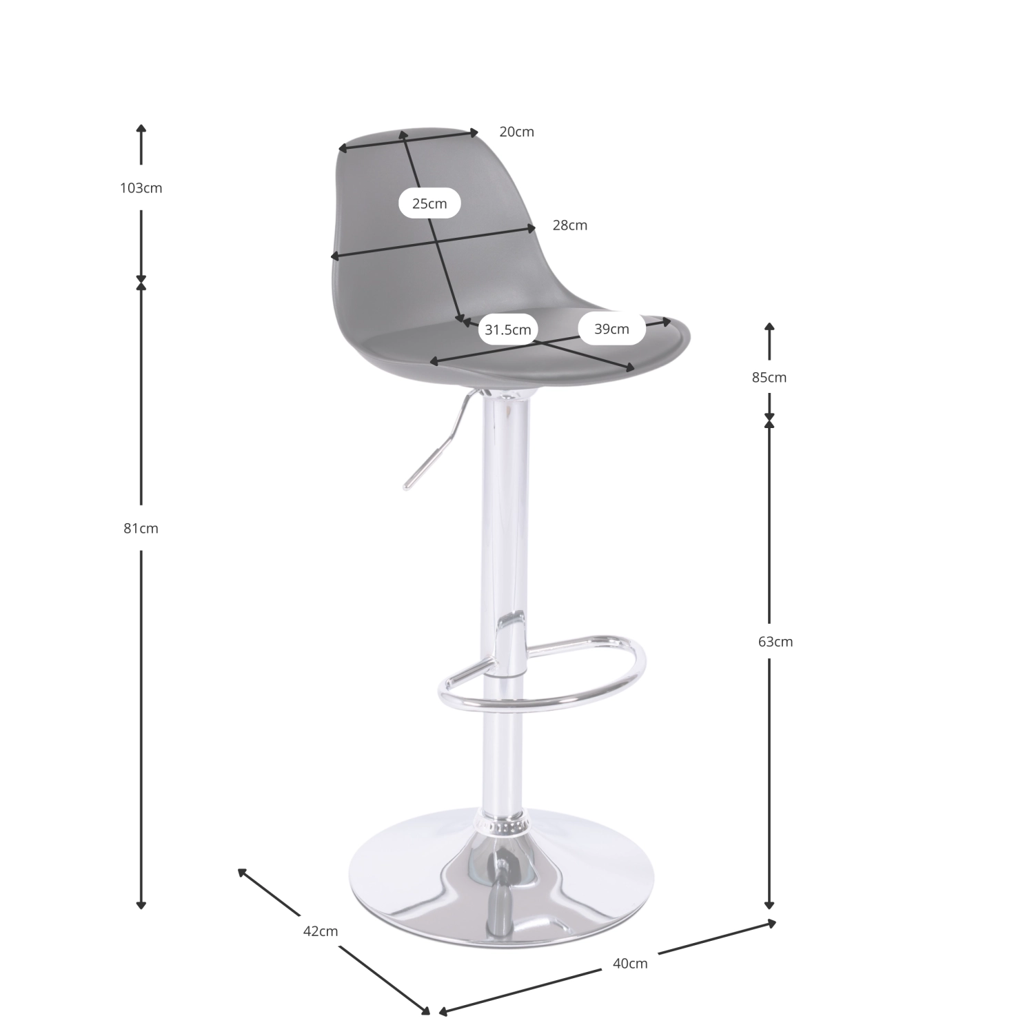 Sgabello kansas regolabile | Design moderno ed ergonomico