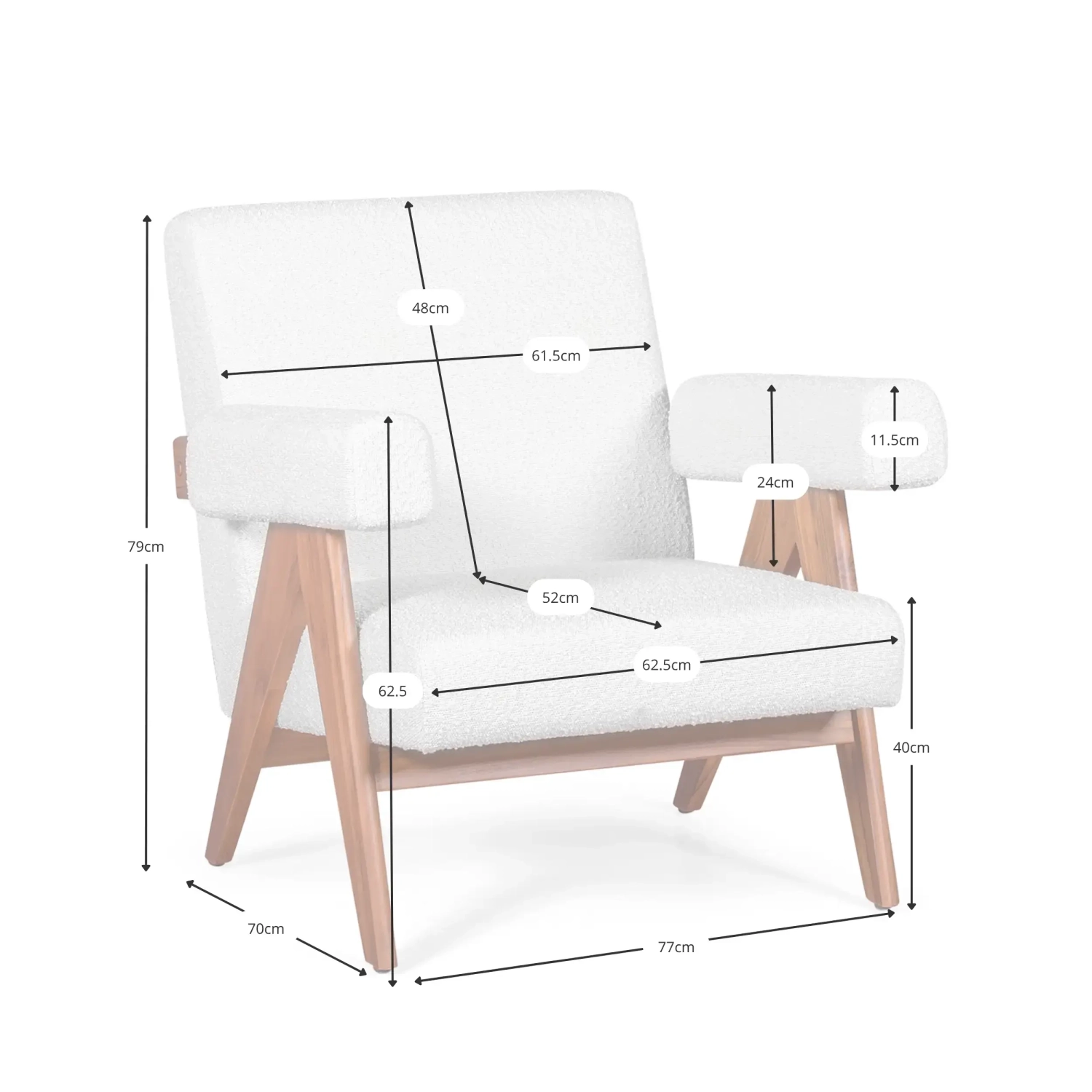 Sillón lounge Confort Compass en madera y boucle - Mueble Design