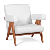 Confort lounge fauteuil Compass in hout en boucle - Mobelarium