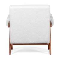 Confort lounge nojatuoli Compass puusta ja bouclesta - Mobelarium