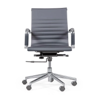 Bürostuhl mit niedriger Rückenlehne | Modernes Design aus Kunstleder und verchromtem Stahl