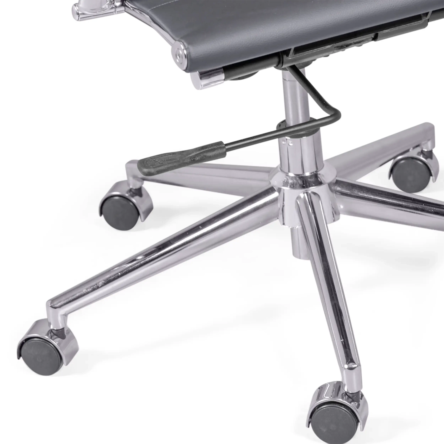 Task office chair with low backrest | Modern design in leatherette and chrome-plated steel