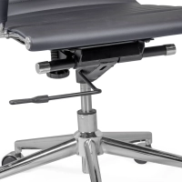 Task office chair with low backrest | Modern design in leatherette and chrome-plated steel