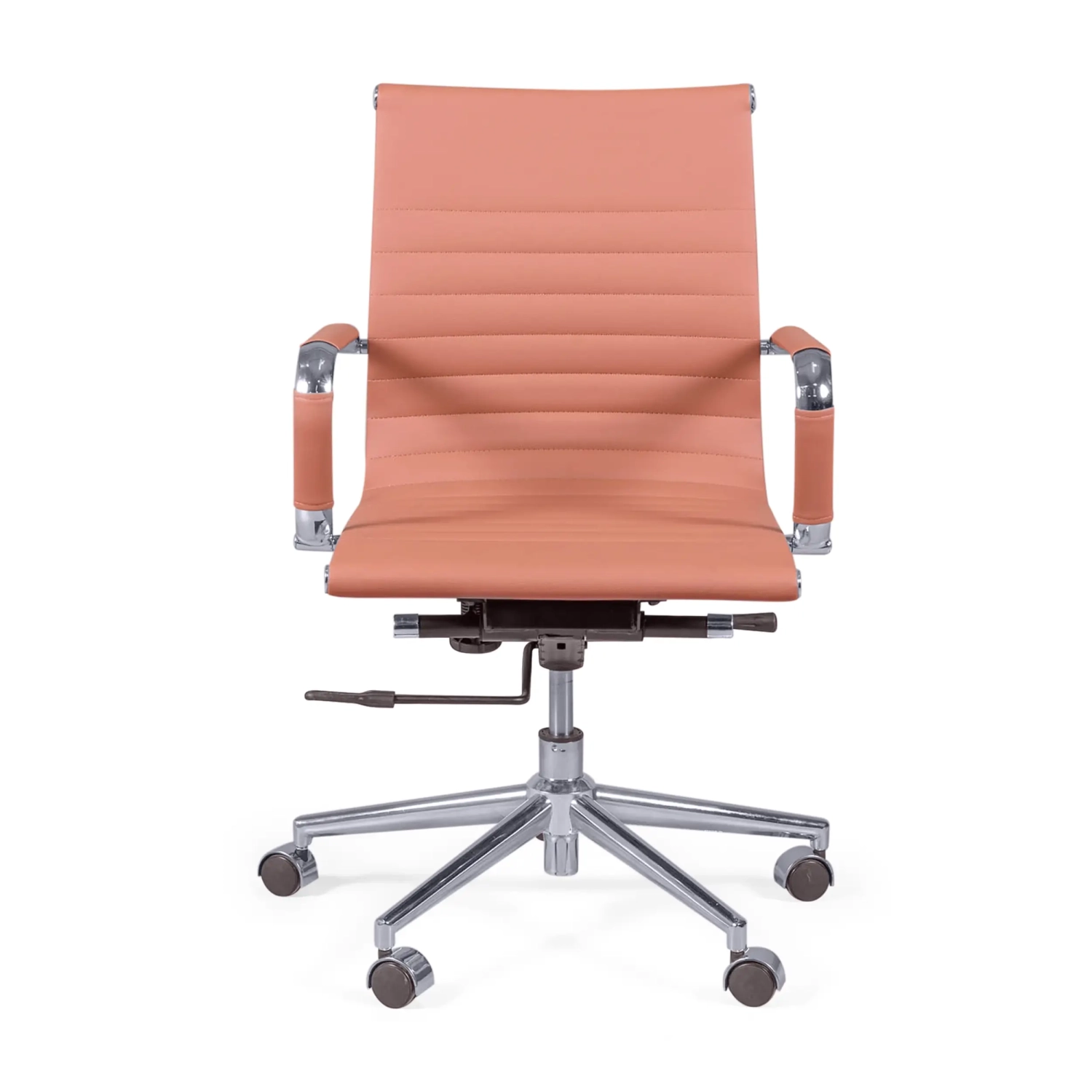 Task office chair with low backrest | Modern design in leatherette and chrome-plated steel