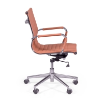 Kontorsstol med lågt ryggstöd | Modern design i konstläder och förkromat stål