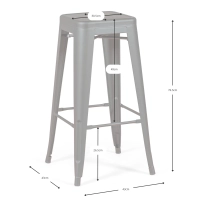 Jakkara teollinen Bistro 76 cm | Kirkas teräs pinottava