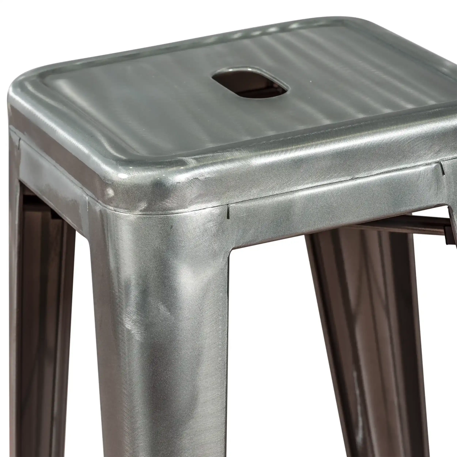 Hocker industriell Bistro 76 cm | Blankstahl stapelbar