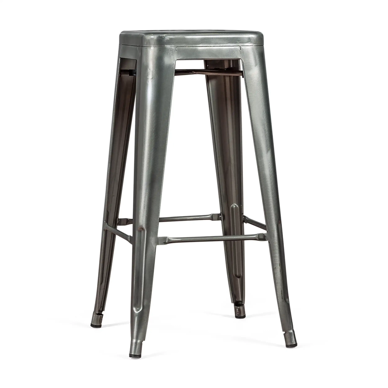 Barstoel industrieel Bistro 76 cm | blank staal stapelbaar