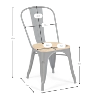 Stapelbare stoel Bistro | Mat staal en massief hout, industriële stijl