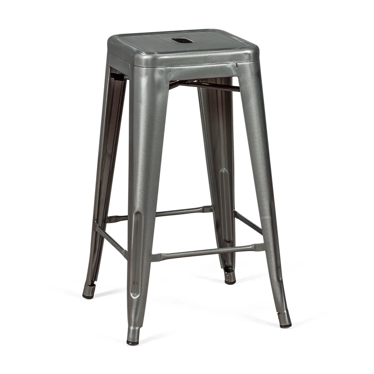 Tamborete industrial Bistro 66 cm | Aço empilhável brilhante ou mate