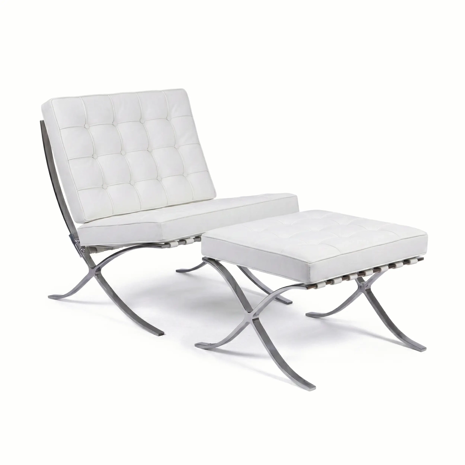 Barcelona Chair mit Ottoman aus Kuntsleder - Design Sessel - Mobelarium