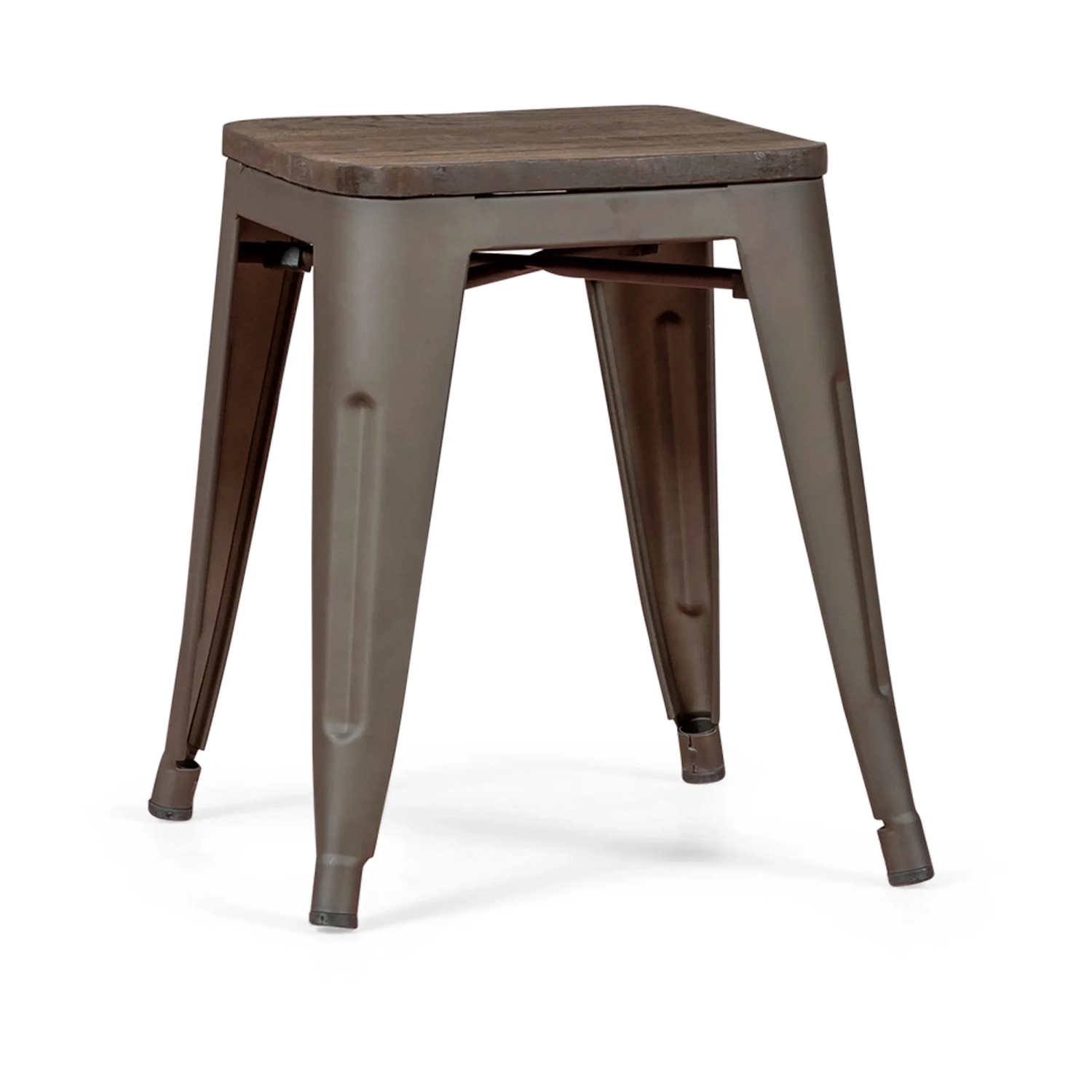 Wood Seat Stool Low Bistro Antique - Industrial stools and chairs
