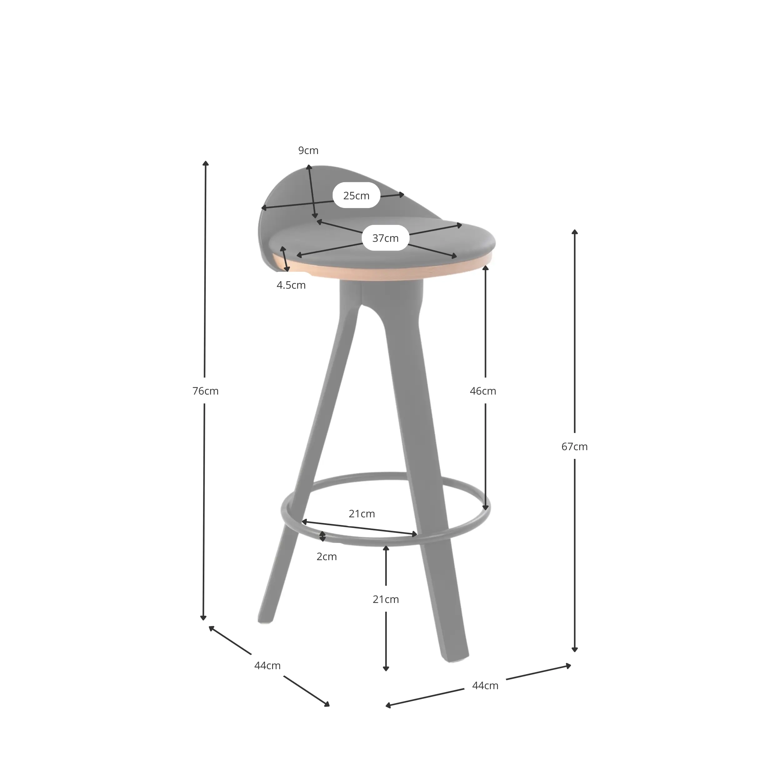 Stool Design deco with beech and leatherette seat