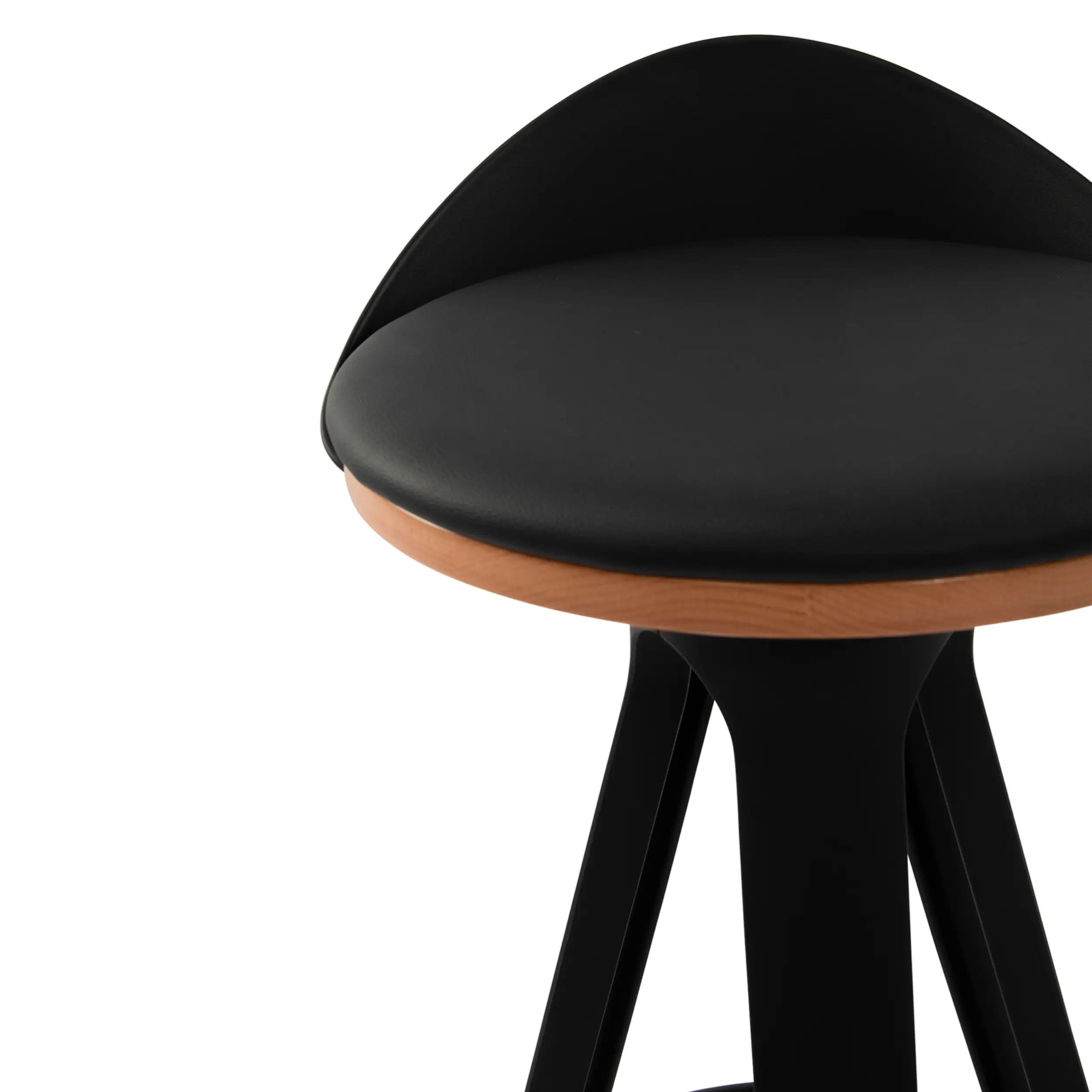 Tamborete Design deco com assento em faia e couro sintético