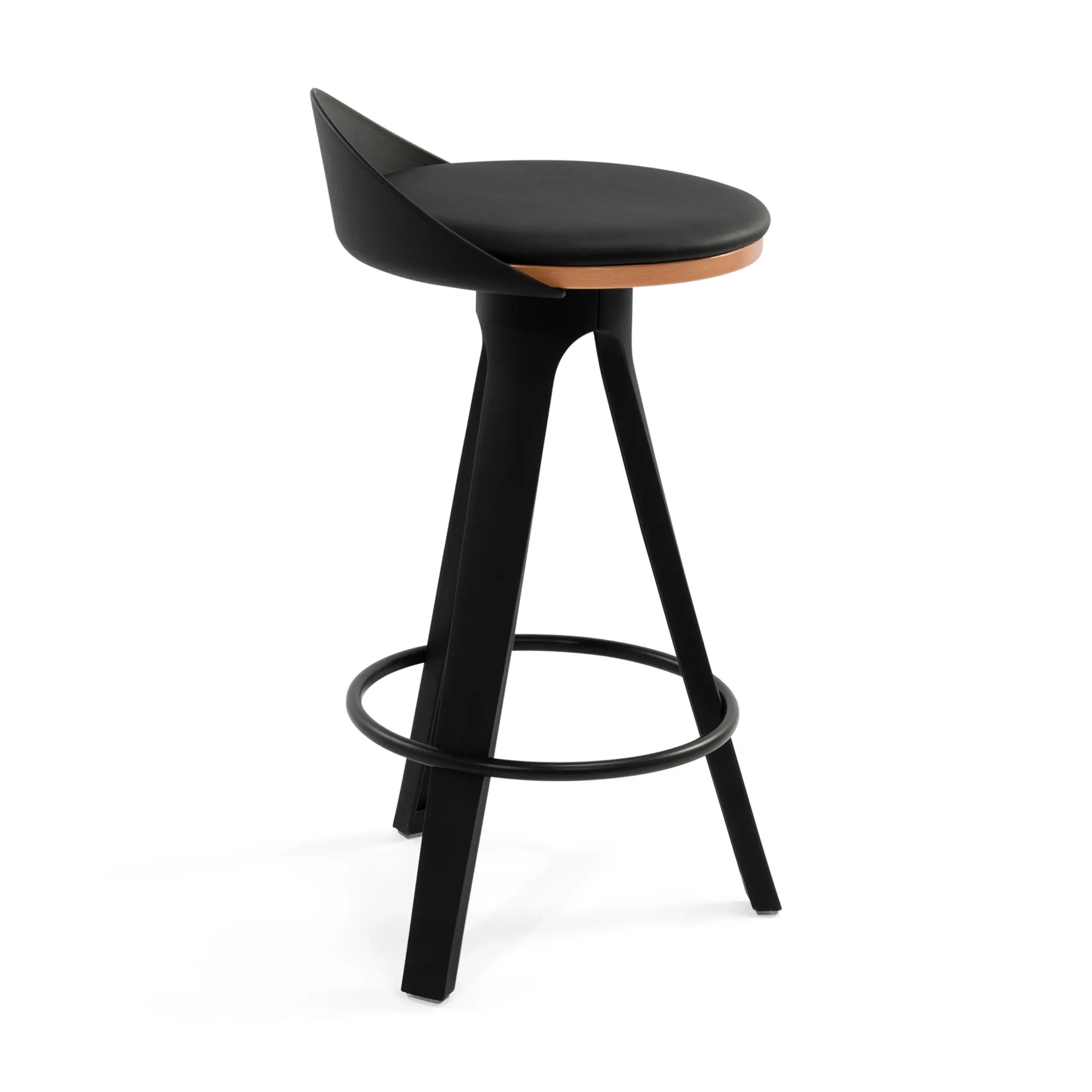Stool Design deco with beech and leatherette seat