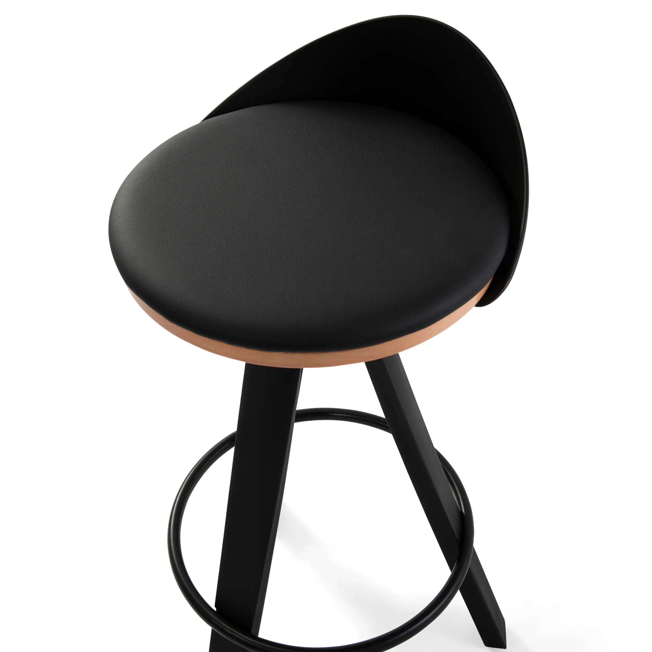 Hocker Deko-Design mit Sitz aus Buche und Kunstleder