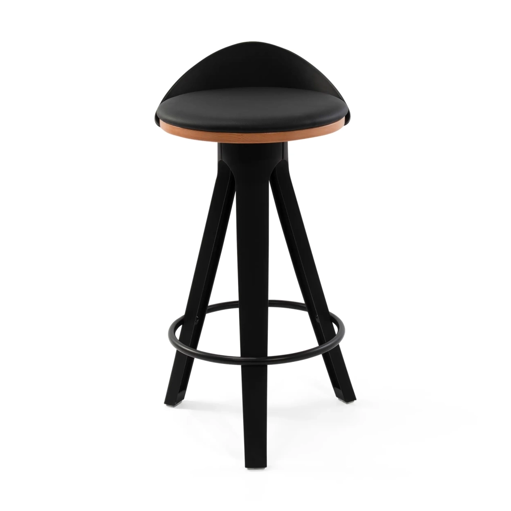 Stolička Deco design s bukovým a koženkovým sedákem