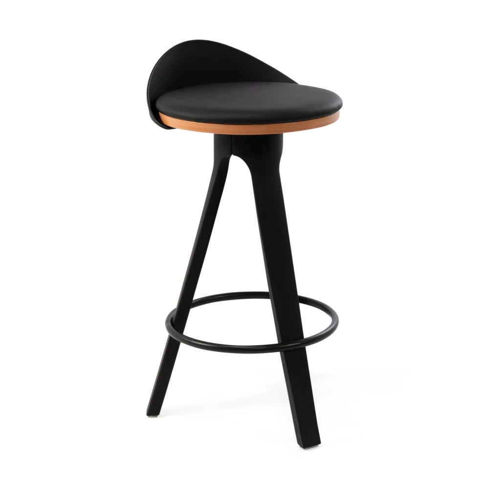 Stolička Deco design s bukovým a koženkovým sedákem