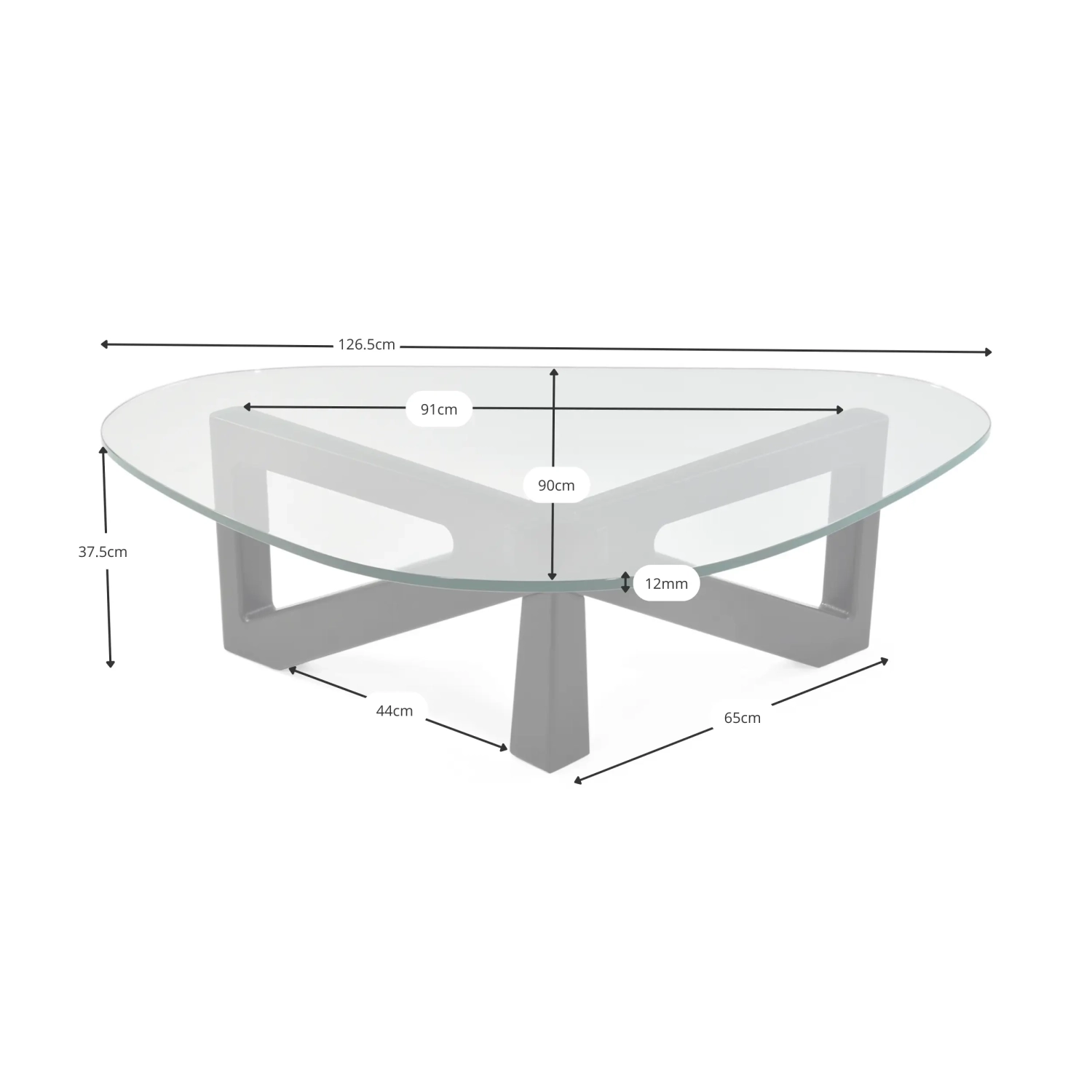 Designer Couchtisch aus gehärtetem Glas - Nodda