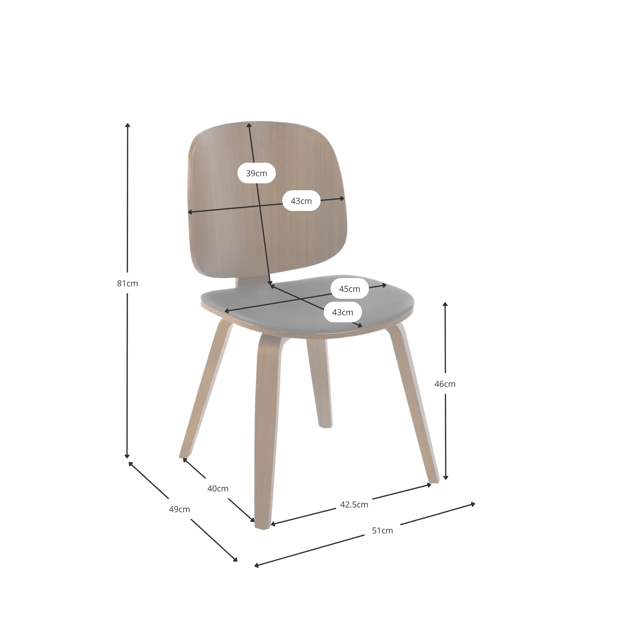 Silla nórdica Hut S en nogal con asiento tapizado comedor