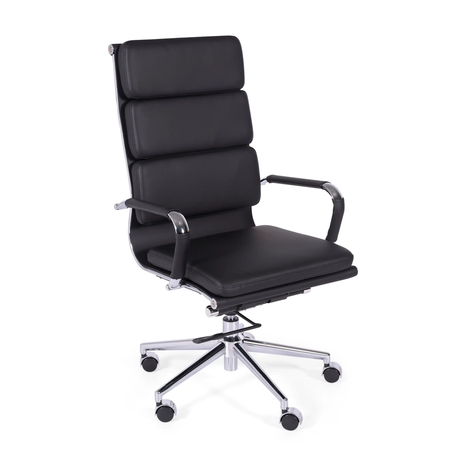 Sedia da ufficio in pelle italiana Task con schienale alto e design elegante