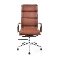 Włoskie skórzane krzesło biurowe z wysokim oparciem | Elegancki design