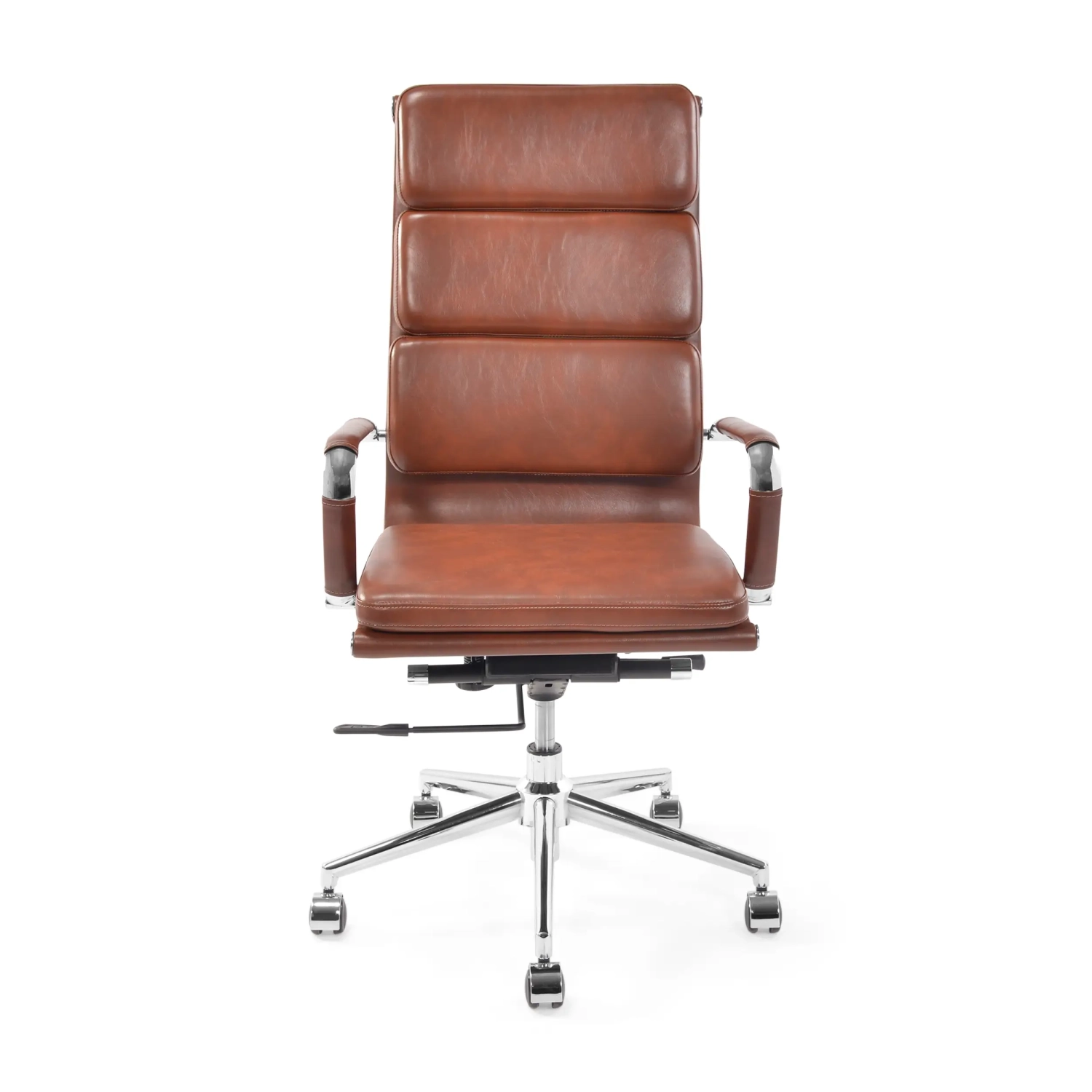 Cadeira de escritório em pele italiana com encosto alto e design elegante