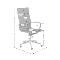Sedia da ufficio Task con schienale alto in pelle italiana | Ergonomia e stile professionale