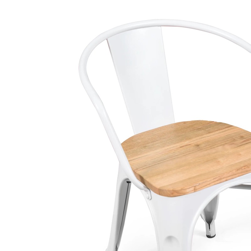 Bistro Chaise en bois à accoudoirs | Chaise industrielle avec accoudoirs et assise en bois