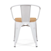Bistro Chaise en bois à accoudoirs | Chaise industrielle avec accoudoirs et assise en bois