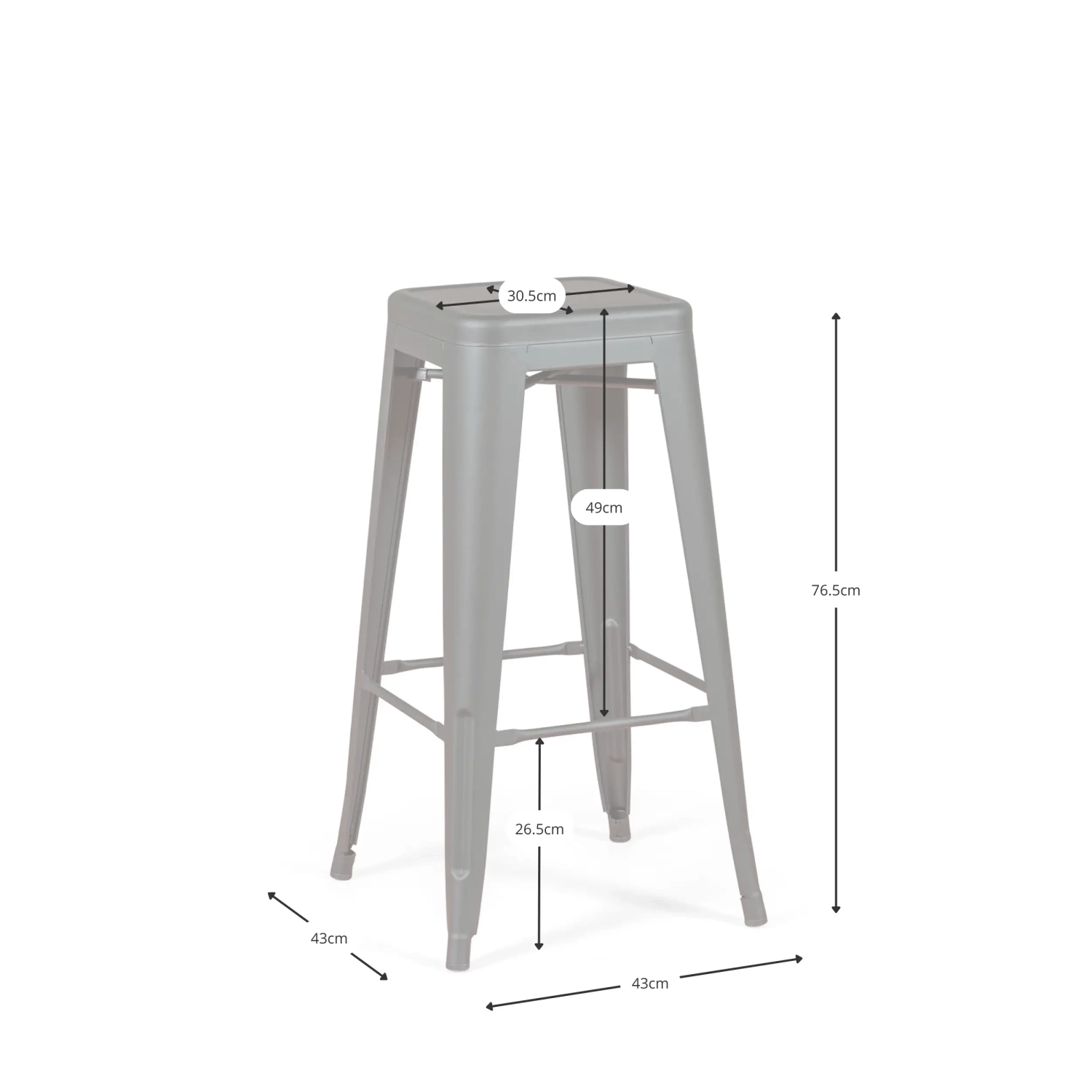 Bistro industriell pall Matt 76CM vit - Industriella pallar och stolar