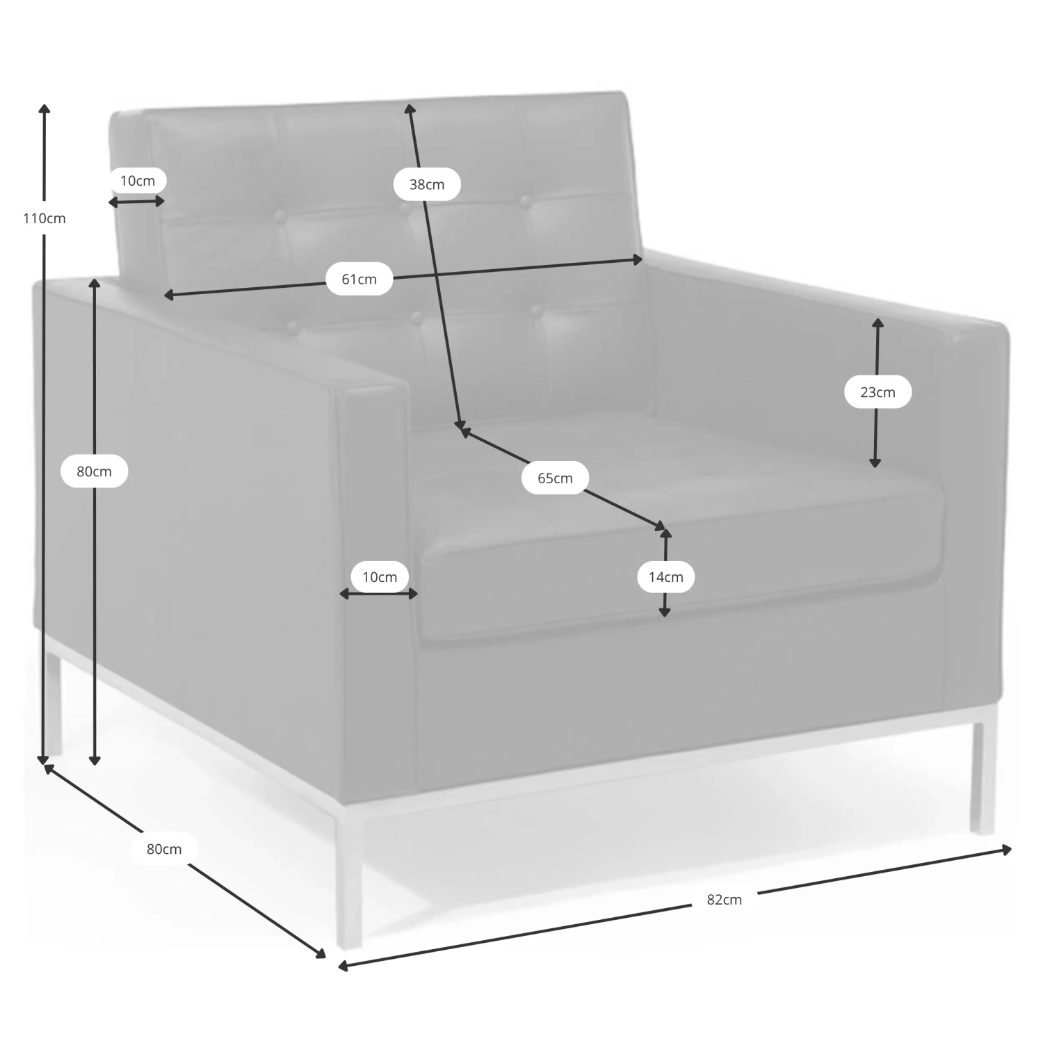 Venice Einsitzer-Sofa aus echtem Leder | Florence Knoll inspiriertes Design
