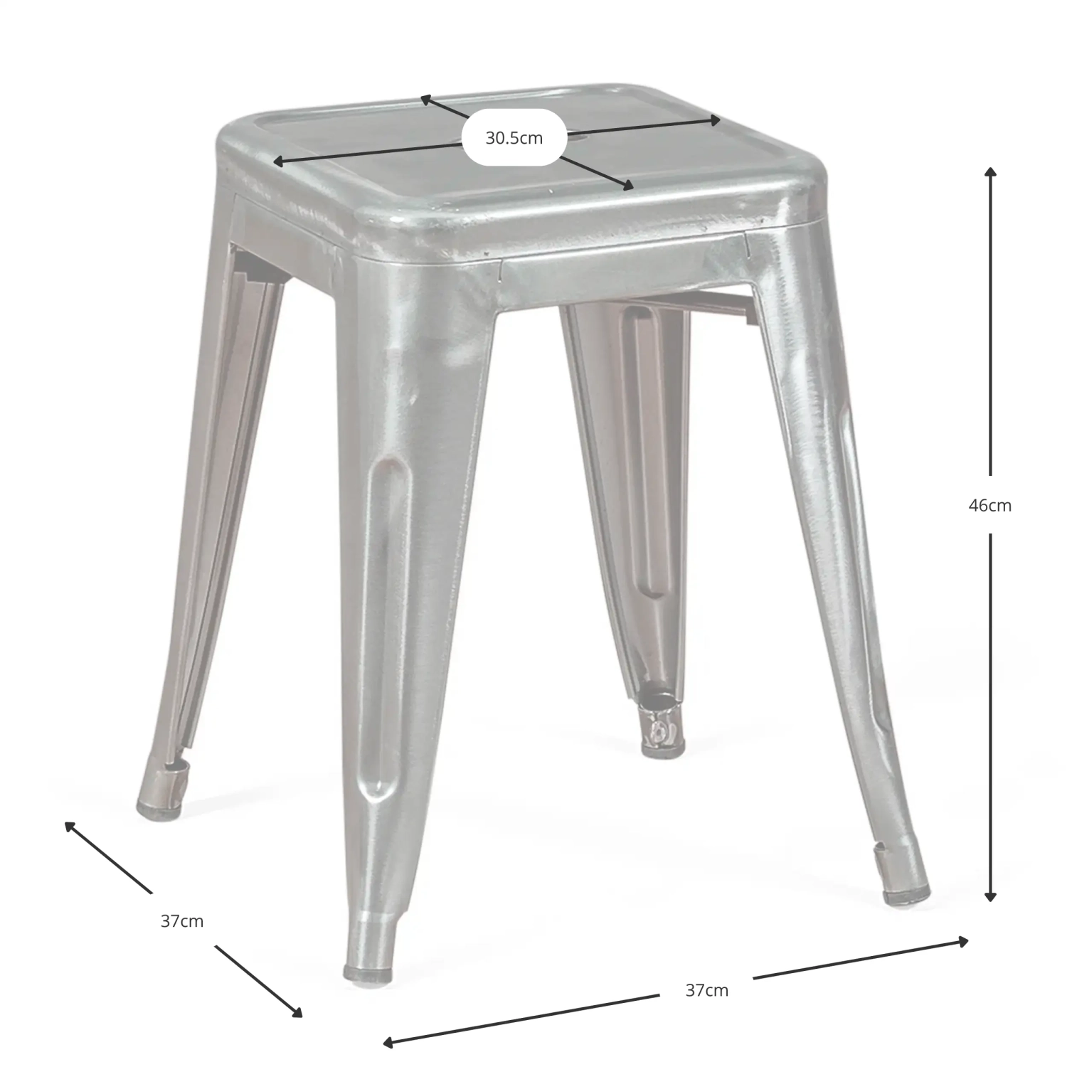 Stool Metallic Bistro 45 cm | Industrial Style Stackable