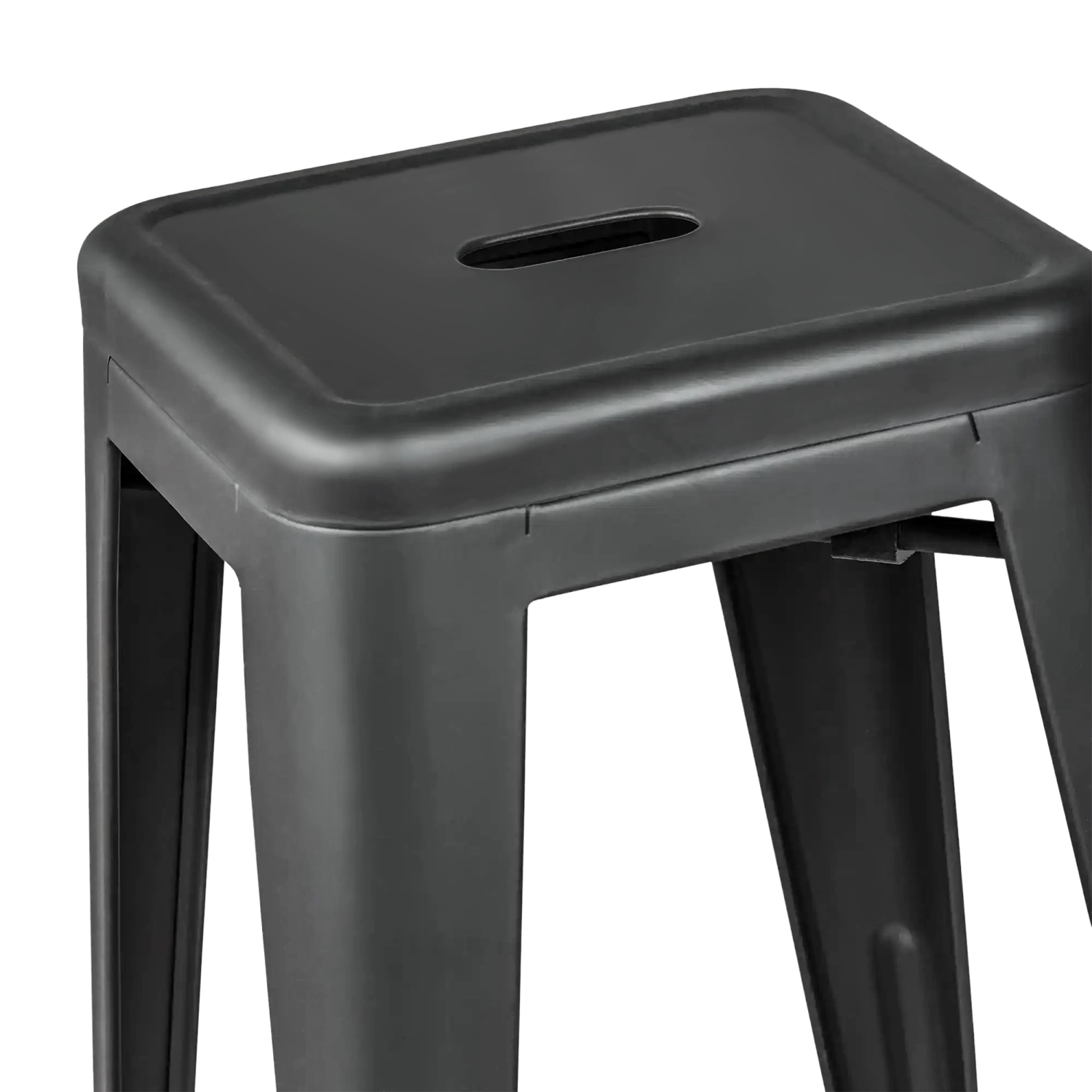 Stołek przemysłowy Bistro 66 cm | Stalowy, błyszczący lub matowy, do układania w stosy