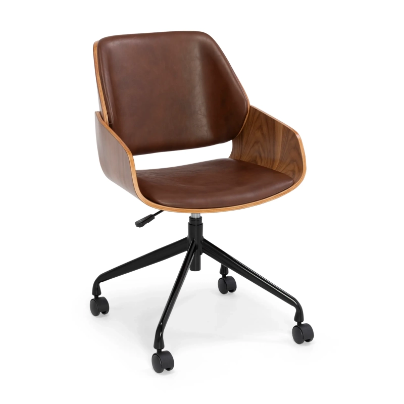 Sedia da ufficio Cleveland in ecopelle stile retrò | Design vintage regolabile