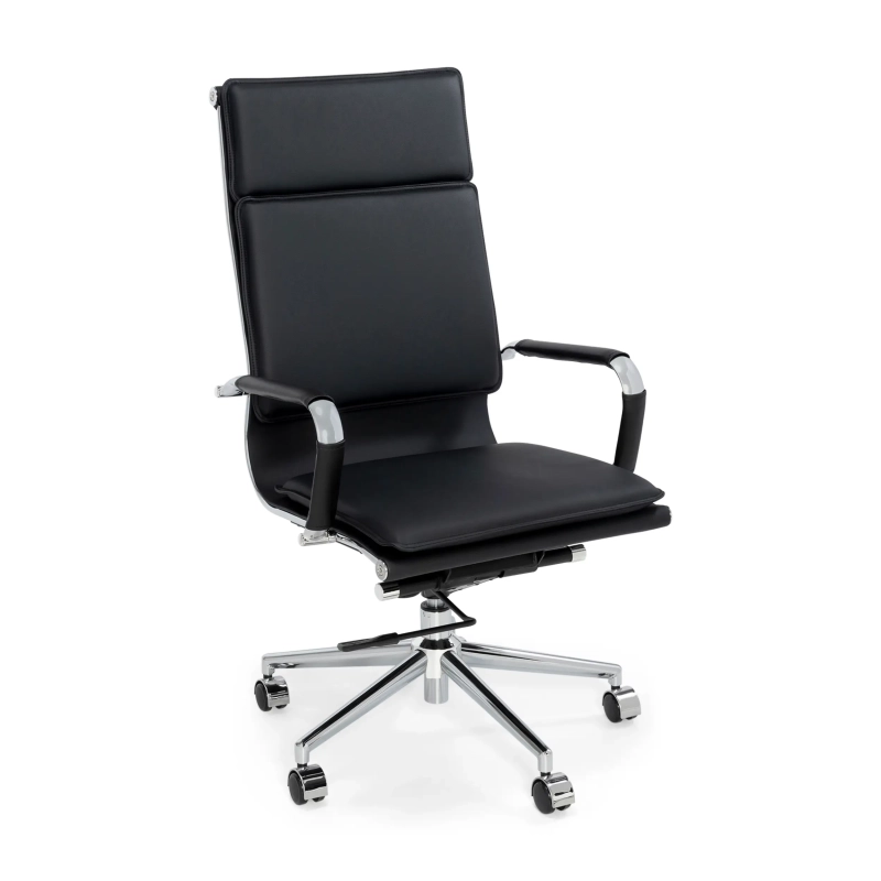 Studio-bureaustoel met hoge rugleuning | Ergonomische bureaustoel van kunstleer