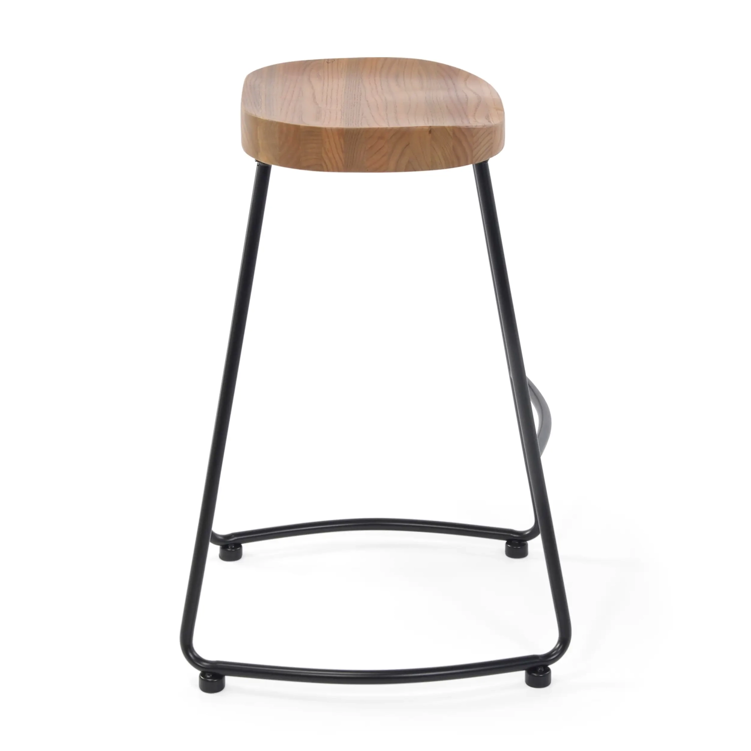 Banco de bar industrial Portland, 66 cm | Madeira maciça de olmo e aço