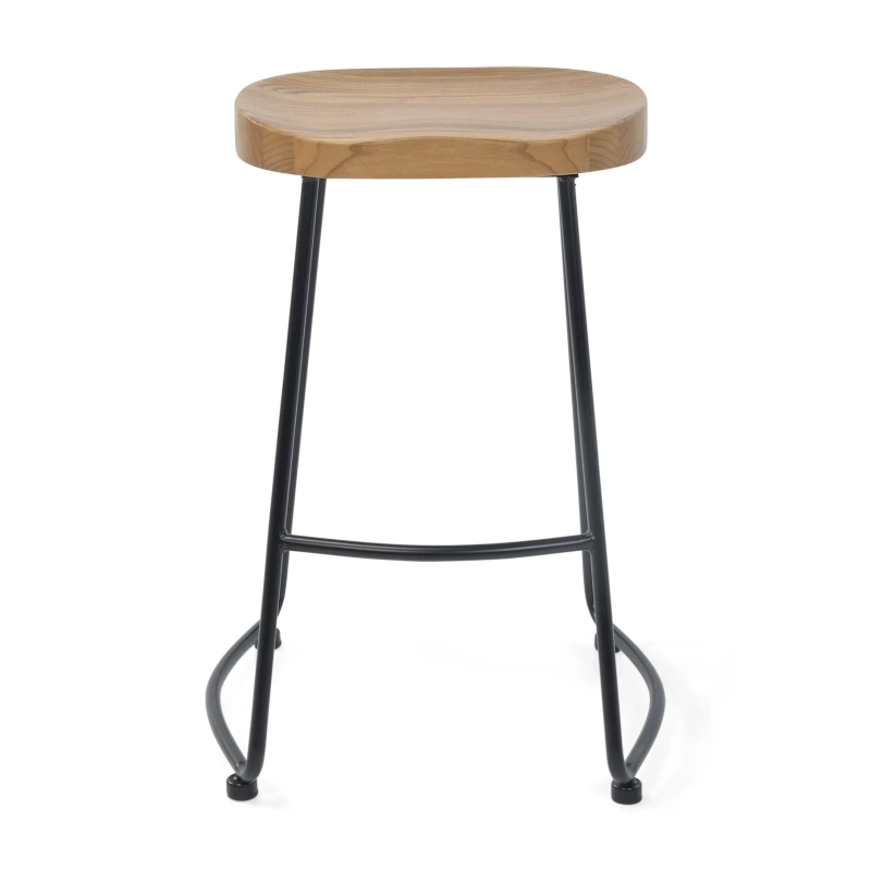 Portland industriële barkruk 66 cm | Massief iepenhout en staal