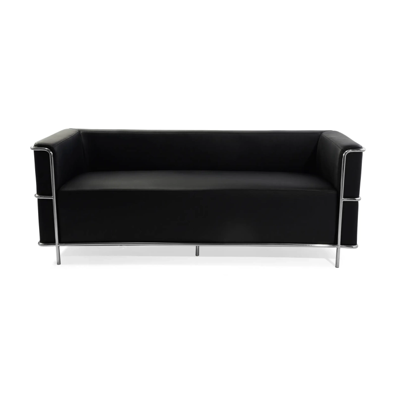 Włoska skórzana sofa trzyosobowa „Torino” | Stelaż ze stali nierdzewnej