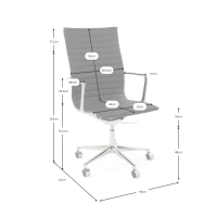 Sedia da ufficio Task Executive con schienale alto in pelle | Sedia da ufficio ergonomica di alta qualità