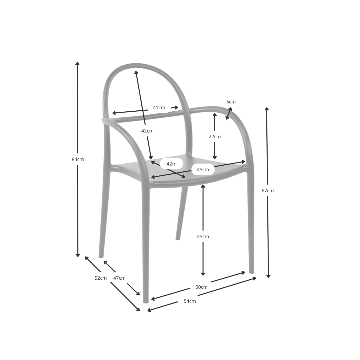 Fauteuil d'extérieur design empilable Master | Fauteuil en polypropylène