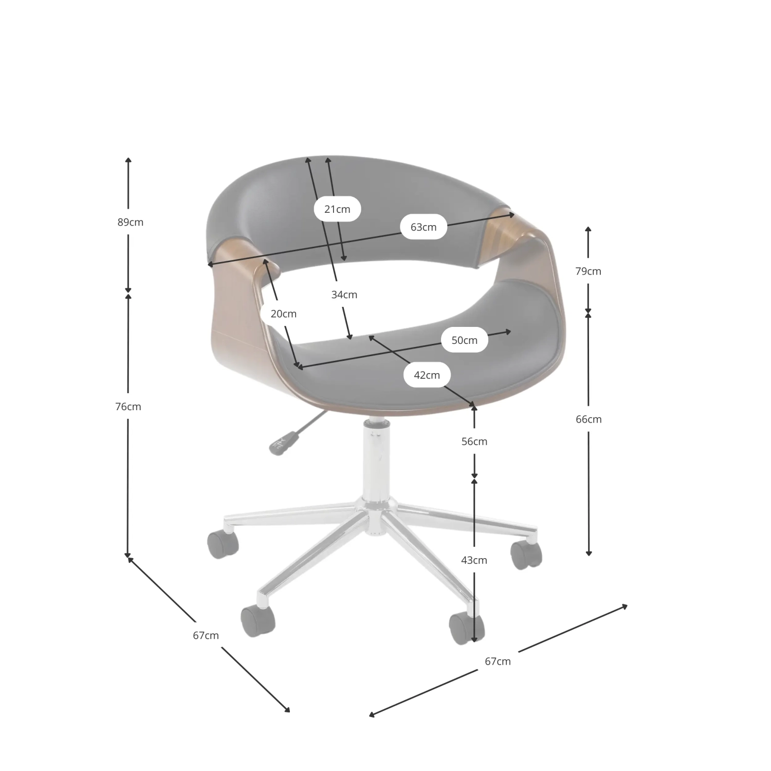 Burrow S-pähkinäpuinen työtuoli | Mid-Century-tyylinen muotoilu
